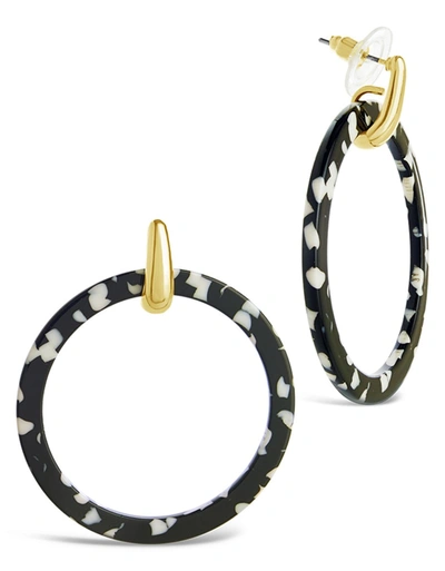 Sterling Forever 1.75" Circle Resin Stud Drops In Beige