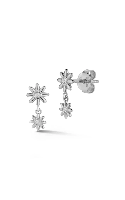 Ember Fine Jewelry 14k Gold & Diamond Flower Stud Earrings In Silver