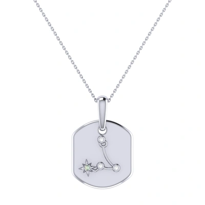Monary Pisces Two Fish Aquamarine & Diamond Constellation Tag Pendant Necklace In Sterling Silver In White