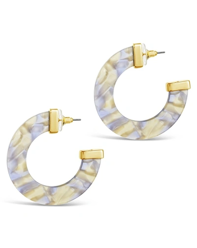 Sterling Forever 50mm Cap Resin Hoops In Blue