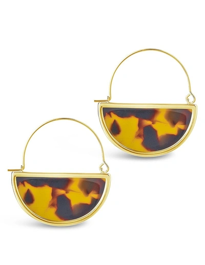 Sterling Forever Resin Half Moon Dangle Earrings In Grey