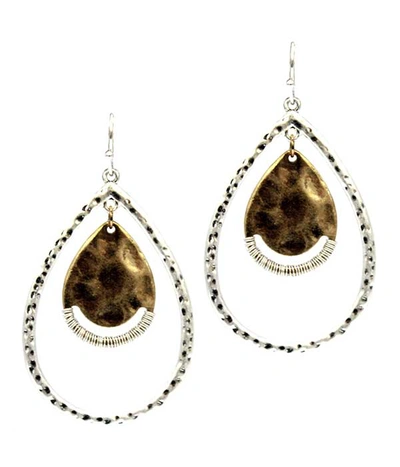 A Blonde And Her Bag Silver Teardrop Dangle Earring With Gold Accent In Black