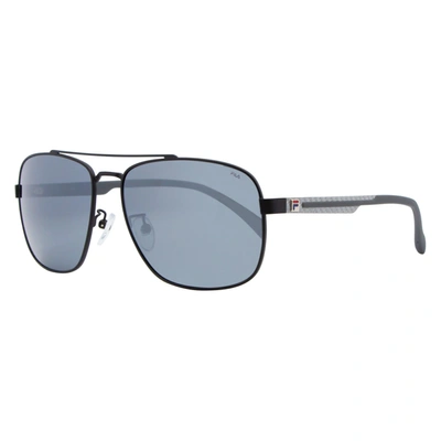Fila Rectangular Sunglasses Sf8493 531p Matte Black Polarized 60mm 8493 In Blue
