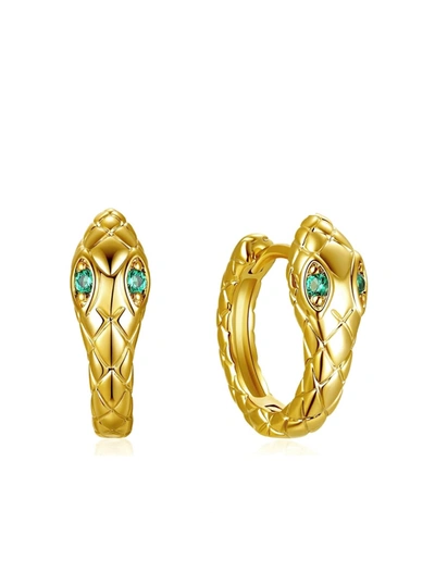 Liv Oliver 18k Gold Textured Motif Earrings In Green