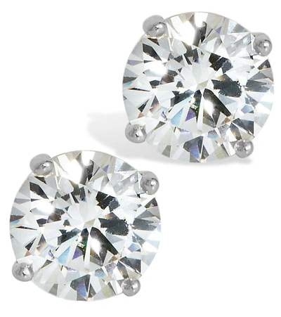 Savvy Cie Jewels 14kt Post / Ss 7mm Swarovski Crystal Stud Earrings In Silver