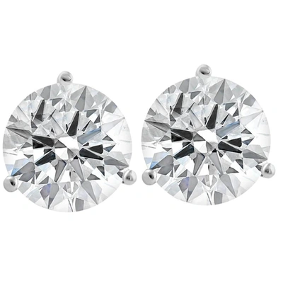 Pompeii3 3.20 Ct Tw 14k White Gold Lab Grown Round-cut Diamond Martini Studs In Silver