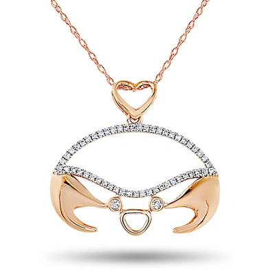 Non Branded Lb Exclusive 14k Rose Gold 0.16 Ct Diamond Crab Pendant Necklace In White