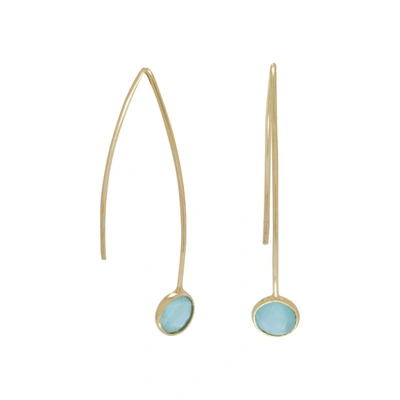 Liv Oliver 18k Gold Sea Green Quartz Drop Earrings In Blue