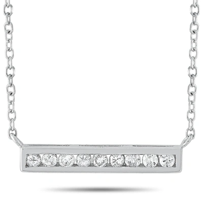 Non Branded Lb Exclusive 14k White Gold 0.10 Ct Diamond Pendant Necklace In Silver