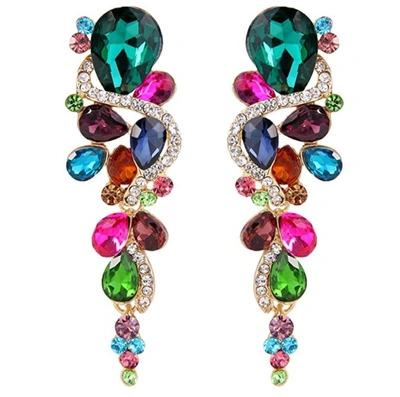 Liv Oliver 18k Gold Multi Color Chandelier Earrings In Blue