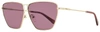 Ferragamo Salvatore  Rectangular Sf240s Sunglasses Woman Sunglasses Pink Size 63 Metal, Ace In Purple