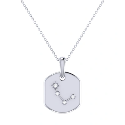 Monary Aries Ram Diamond Constellation Tag Pendant Necklace In Sterling Silver In White