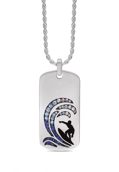Monary Surfer's Paradise Sterling Silver Blue Sapphire & Topaz Stone Tag In White