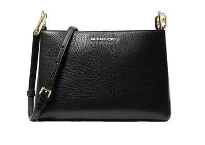 Michael Kors Trisha Mk Signature Leather Crossbody Bag In Black