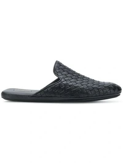 Bottega Veneta Intrecciato Backless Leather Slipper Shoes In Black