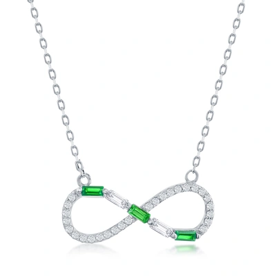 Simona Sterling Silver Round & Baguette Cz Infinity Necklace - Simulated Gem