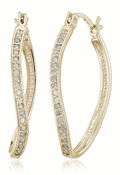 Vir Jewels 1/4 Cttw Diamond Hoop Earrings Yellow Gold Plated Over .925 Silver 1 Inch In White