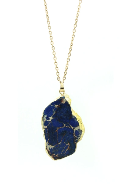 Eye Candy La Ella Druzy Stone Necklace In Blue