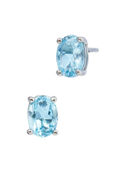 Savvy Cie Jewels 5x7 Oval Genuine Gemstone Stud Earrings In 925 Sterling Silver In Blue
