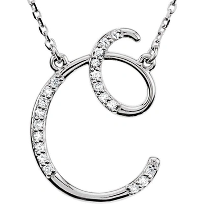 Pompeii3 1/4ct Diamond "c" Initial Pendant 18" Necklace 14k White Gold In Silver