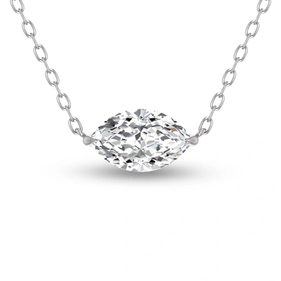 Lab Grown Diamonds Lab Grown 1/2 Ctw Floating Marquise Diamond Solitaire Pendant In 14k White Gold In Silver