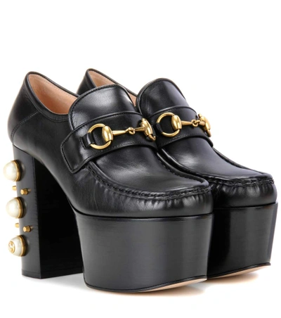 Gucci Women's Vegas Leather High Heel Platform Loafers In Black