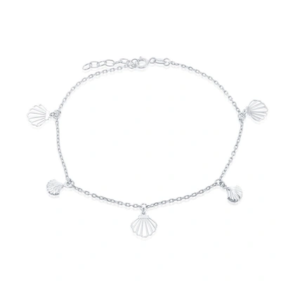 Simona Sterling Silver Alternating Flat & Puffed Seashell Anklet