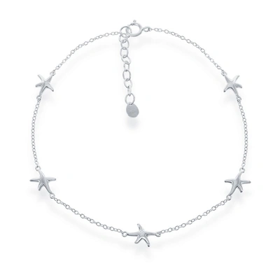 Simona Sterling Silver Starfish Anklet In White