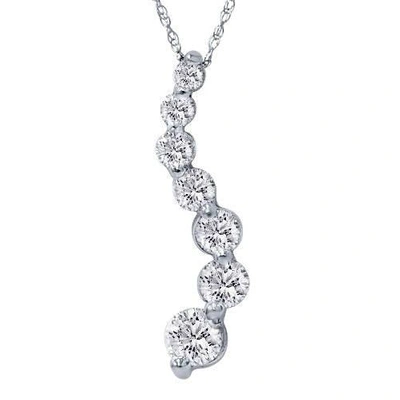 Pompeii3 1ct Diamond Journey Pendant 14k White Gold New In Silver