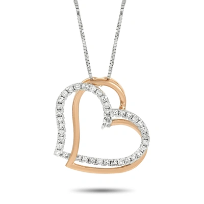 Non Branded Lb Exclusive 14k White And Rose Gold 0.25 Ct Diamond Heart Necklace