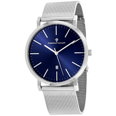 Christian Van Sant Men's Blue Dial Watch In Silver