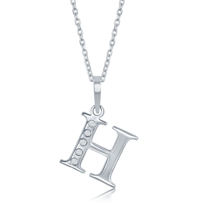 Simona Sterling Silver 0.03cttw Diamond 'h' Initial Pendant W/chain