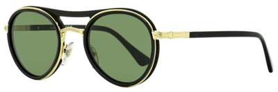 Persol Unisex Round Sunglasses Po2485s 1143/31 Black/gold 48mm