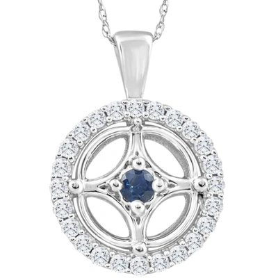 Pompeii3 5/8ct Blue Sapphire & Diamond Circle Pendant 15mm White Gold Women's Necklace In Silver