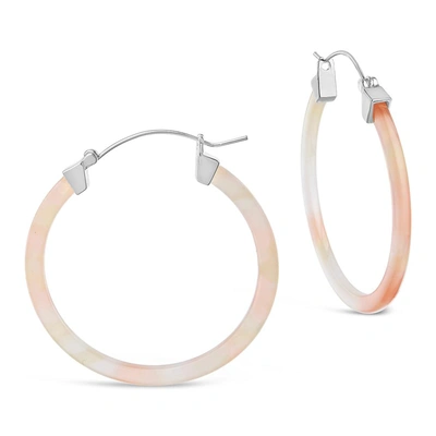 Sterling Forever 50mm Silver Resin Hoop Earrings In Pink