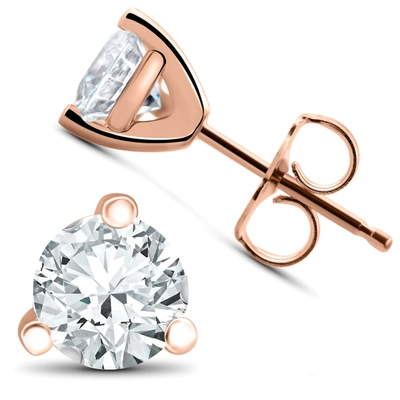 Pompeii3 1 Ct Tdw Lab Grown Diamond Martni Studs 14k White, Yellow, Rose Gold Or Plat