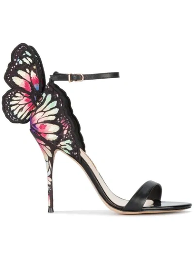 Sophia Webster Chiara Embroidered Satin And Leather Sandals In Black/multi