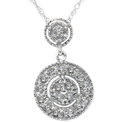Pompeii3 1/4ct Diamond Halo Dangle Pendant White Gold In Silver