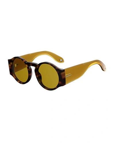 Givenchy Round Wrap-style Sunglasses In Havana-yellow