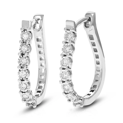 Vir Jewels 1/5 Cttw Round Lab Grown Diamond Hoop Earrings Crafted In .925 Sterling Silver With Prong Setting
