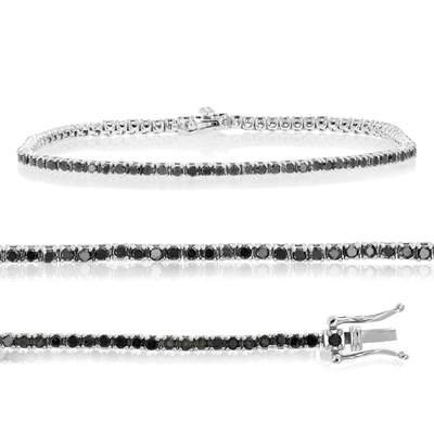 Vir Jewels 2 Cttw Black Diamond Tennis Bracelet .925 Sterling Silver With Rhodium 7.5 Inch