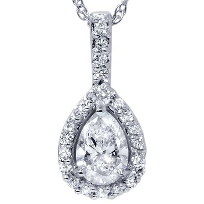 Pompeii3 3/8ct Fancy Pear Shaped 14k Solitaire Diamond Pendant In Silver