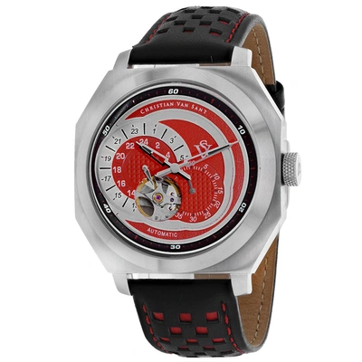 Christian Van Sant Men's Red Dial Watch In Silver