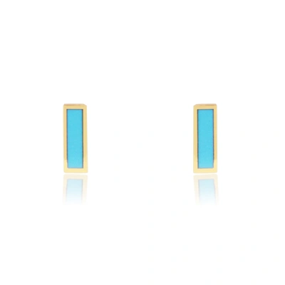 The Lovery Turquoise Bar Stud Earrings In Blue