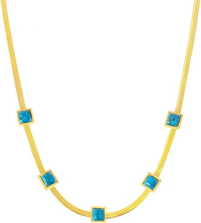 Liv Oliver 18k Gold Turquoise Necklace In Blue