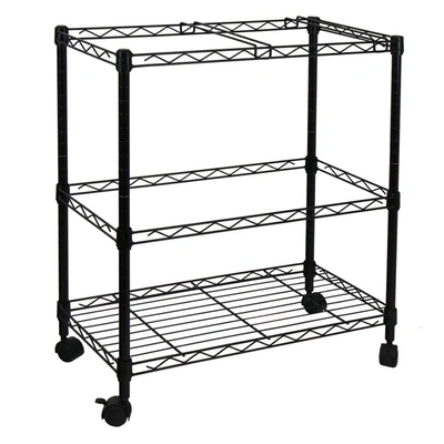 Oceanstar Portable 2-tier Metal Rolling File Cart In Black