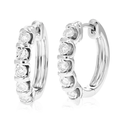 Vir Jewels 1/4 Cttw Round Lab Grown Diamond Hoop Earrings .925 Sterling Silver Prong Set 3/4 Inch