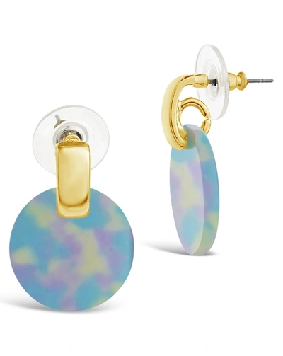 Sterling Forever Circle Stud Resin Earrings In Multi