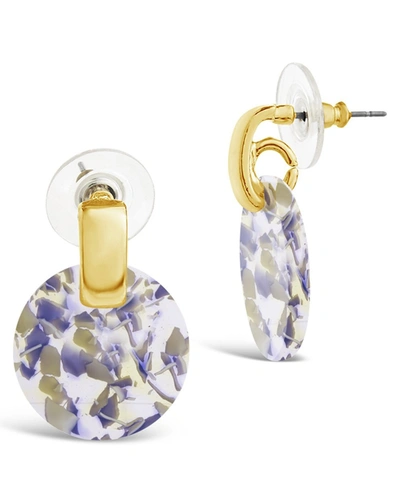 Sterling Forever Circle Stud Resin Earrings In Blue
