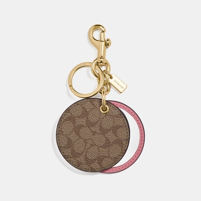 Coach Outlet Mirror Bag Charm In Signature Canvas In Beige